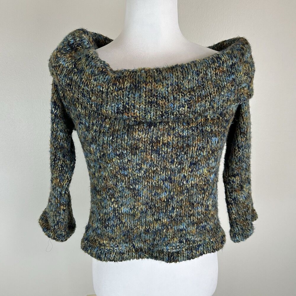 Miss Sixty Vintage Knit Sweater Made in Italy Size M Wool Off The Shoulder Y2K